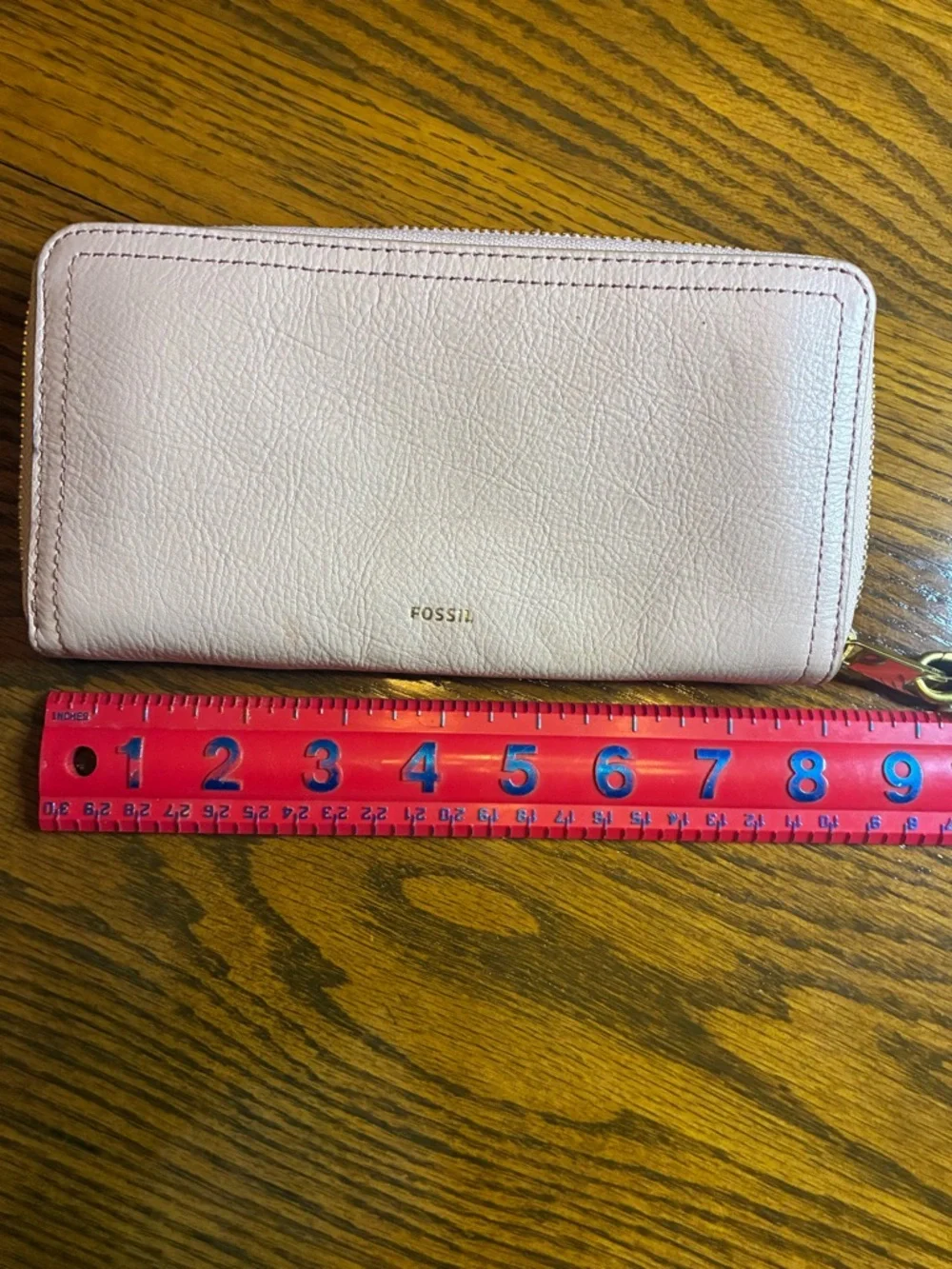 Fossil Blush Pink Leather Zip Around Wallet Wristlet